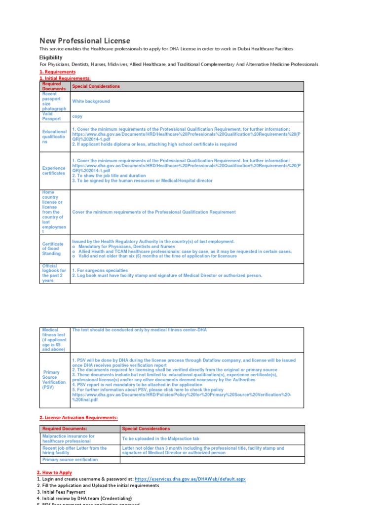 DHA License Application Guide for Healthcare | PDF | Professional ...