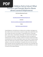 Download When Children Fail in School What Teachers and Parents Need to Know about Learned Helplessness  by The Psycho-Educational Teacher SN36841377 doc pdf