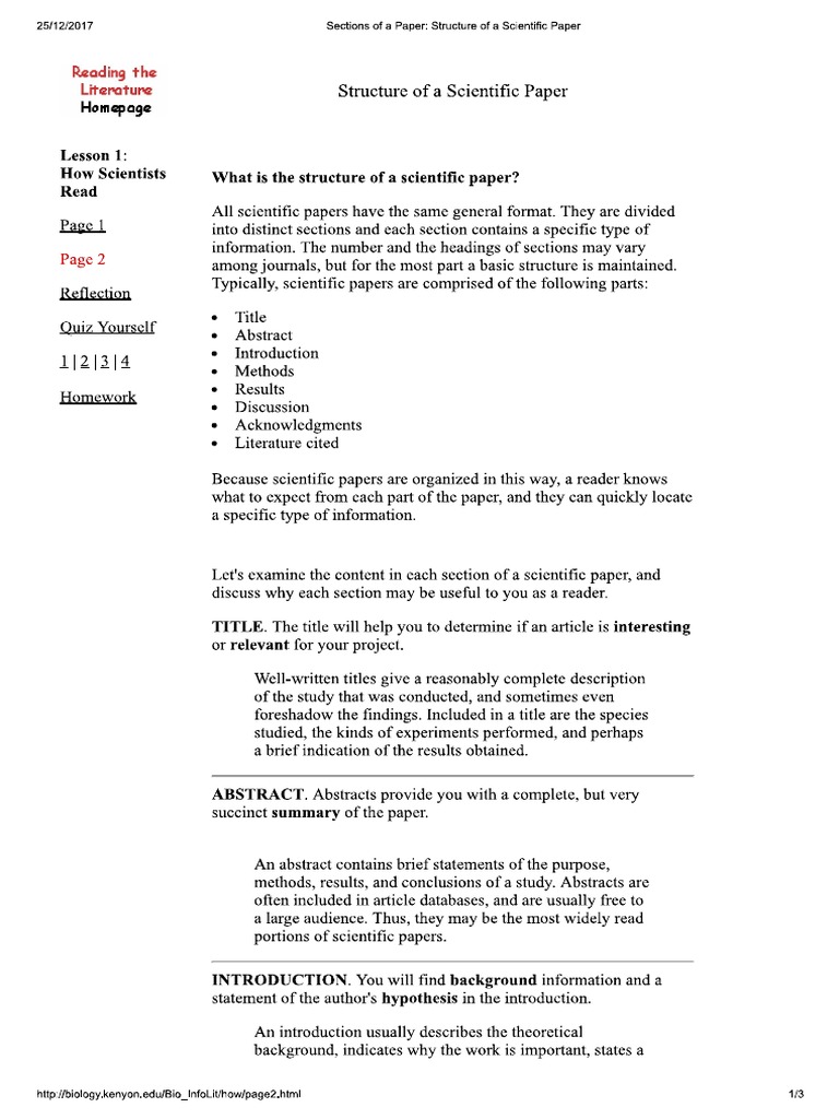 Scientific Paper Structure – Structure And Organization Of A Paper – FULBWL