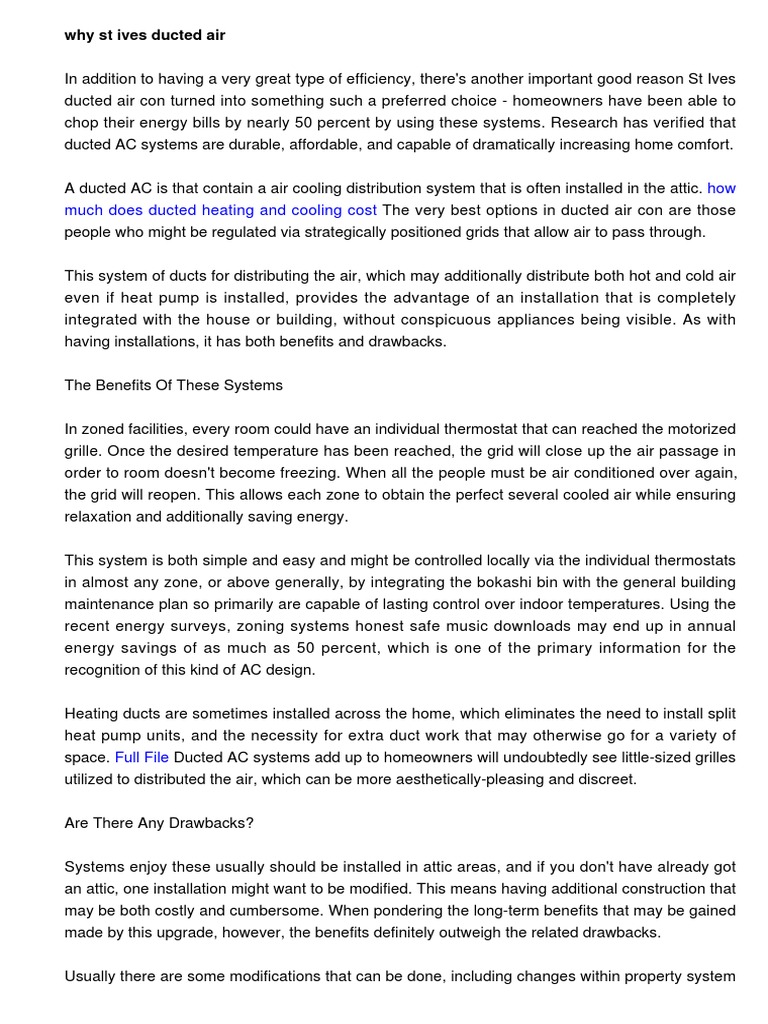 ducted heating and cooling cost