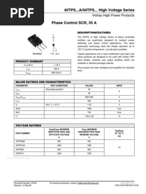 5 Pezzi SCR 40TPS12APBF 40TPS12A - Controllo Di Fase TO-247, Nuovi