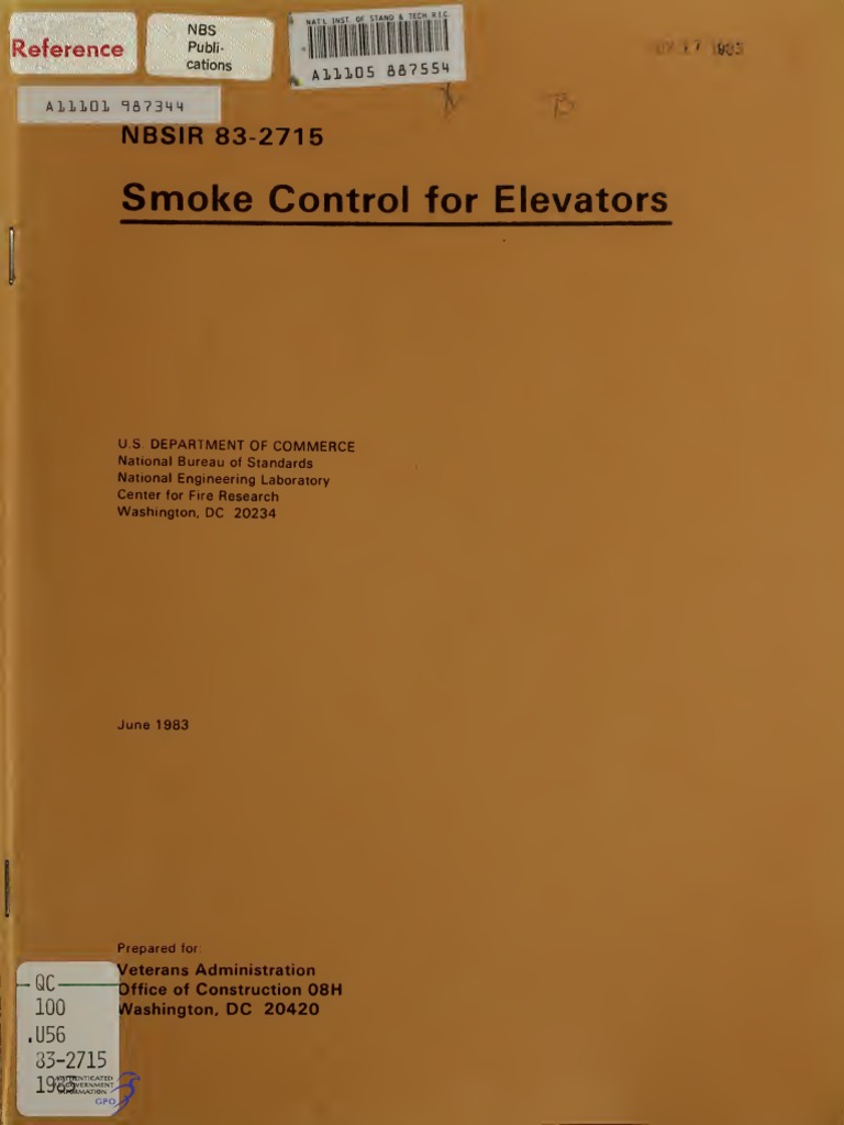 1983 Smoke Control For Elevators Report | PDF | Elevator | Door