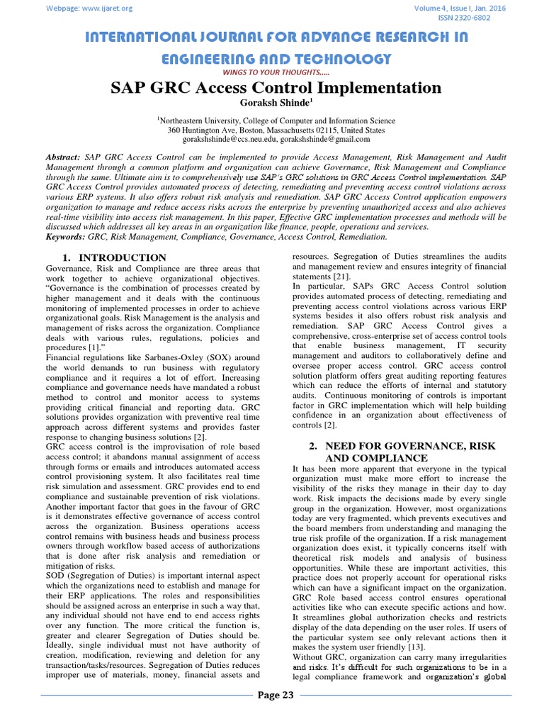 SAP GRC Access Control Implementation Guide | PDF | Provisioning ...