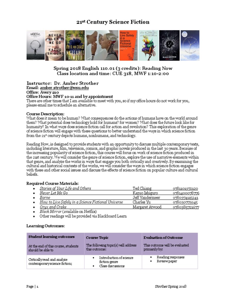 21st Century Science Fiction Course Guide | PDF | Academic Integrity ...