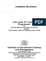 Information Brochure: CSS Level D' Training Programme