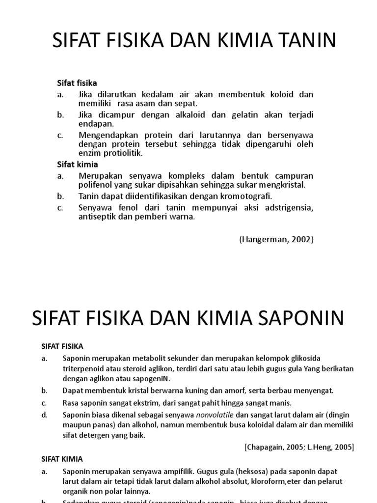 Sifat Fisika dan Kimia Tanin dan Saponin | PDF | Sains & Matematika