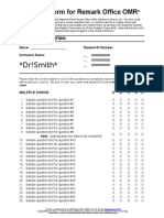 Sample Answer Sheet