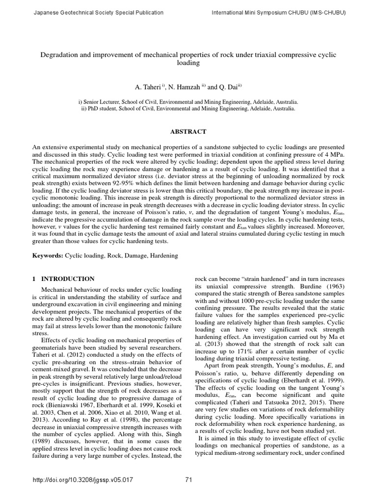TaheriDegradation and Improvement of Mechanical Properties of Rock Under Triaxial Compressive