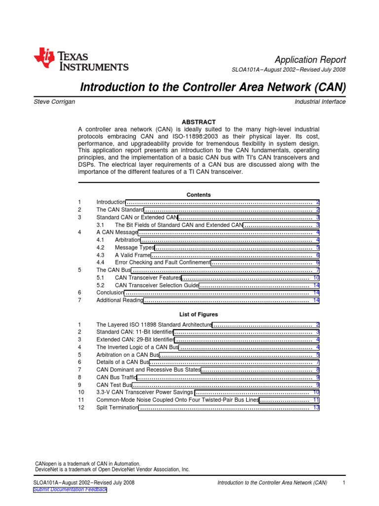 Introduction to Controller Area Network (CAN) | PDF
