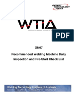 GN07 Recommended Welding Machine Daily Inspection and Pre-Start Check List