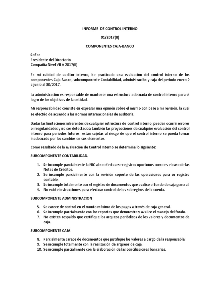 Informe Del Control Interno | Descargar gratis PDF | Contralor ...