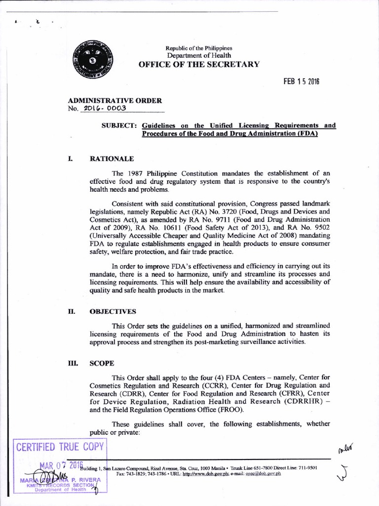 AO No. 20160003 (FDA).pdf Food And Drug Administration Medical Device