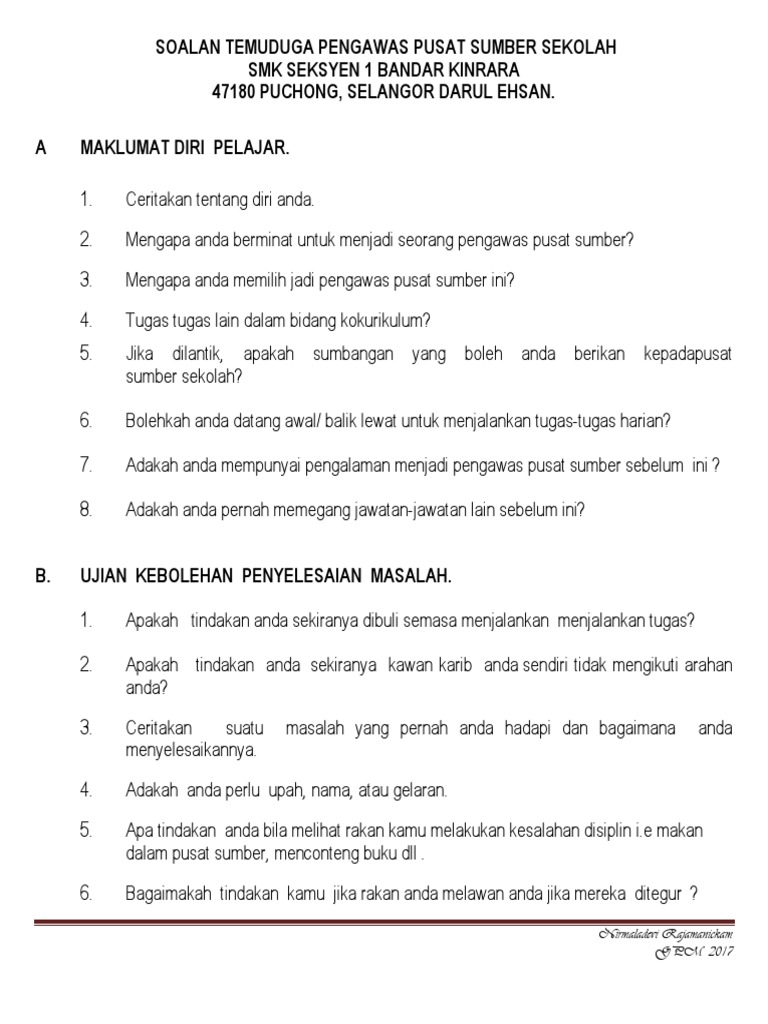 Soalan Temuduga Pss Pdf