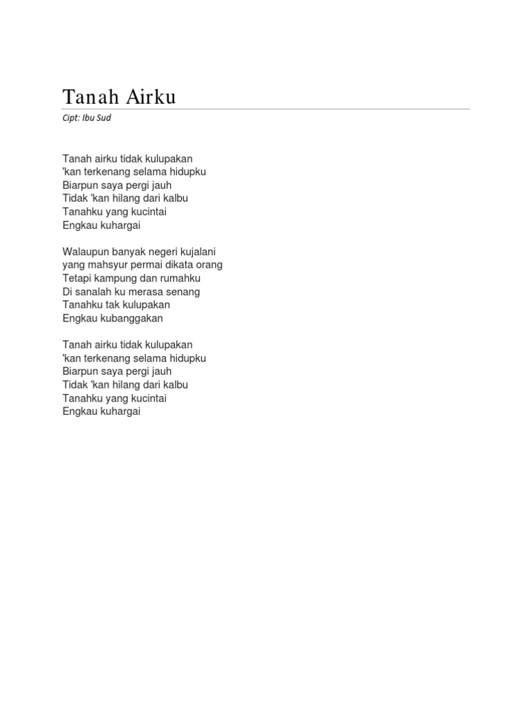 Lirik Tanah Airku PDF PDF