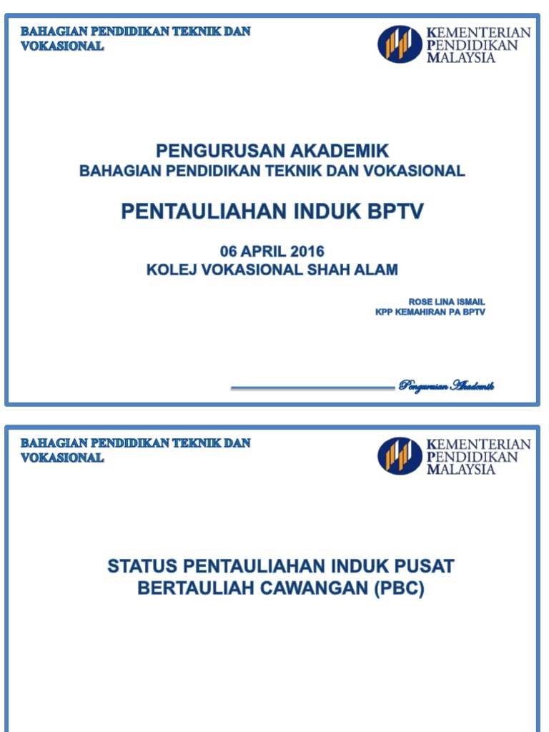 Pentauliahan Induk Persijilan Kemahiran Malaysia Bptv Kpm Pdf