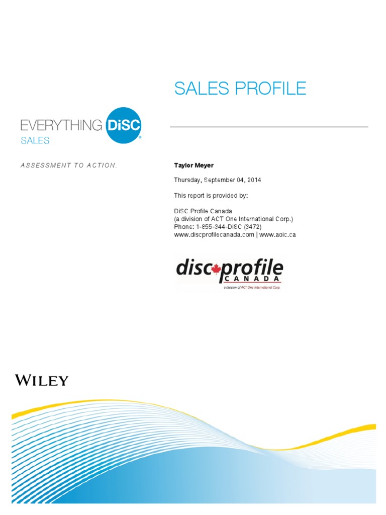 Sales Profile: Assessment To Action | PDF | Trust (Emotion ...