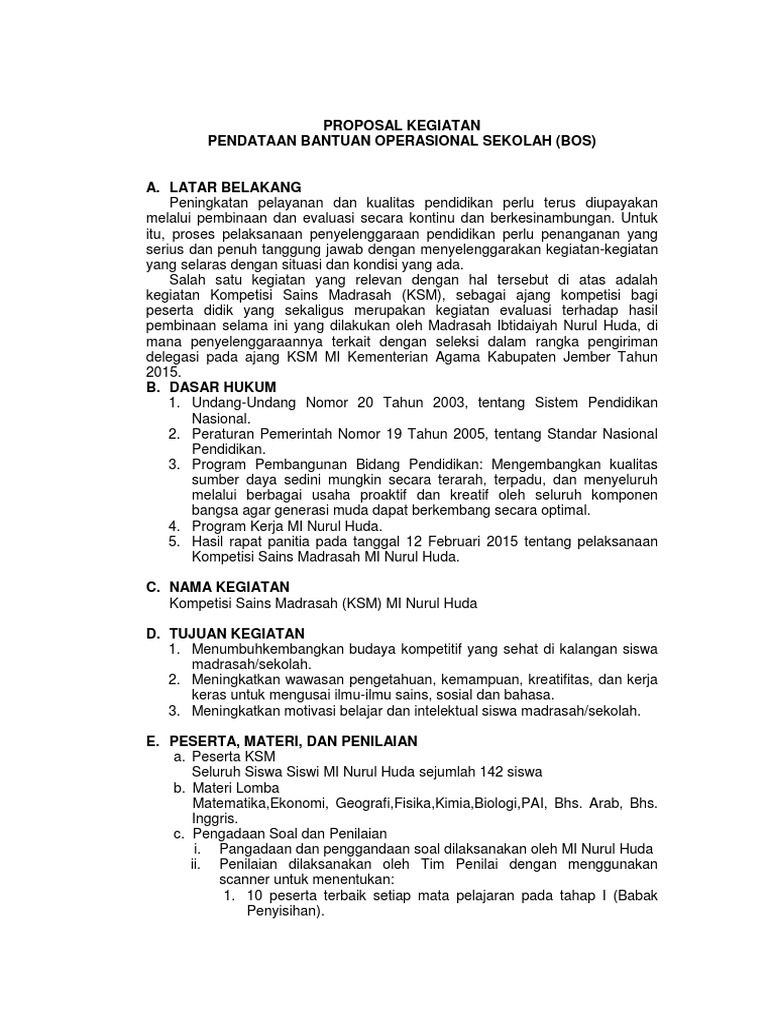 Contoh Proposal Kegiatan KSM PDF