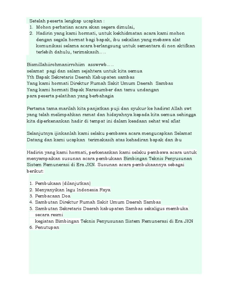 Kumpulan Mc Acara Bimtek Kumpulan Contoh Teks Mc