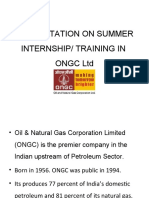 Presentation On Summer Internship/ Training in Ongc LTD