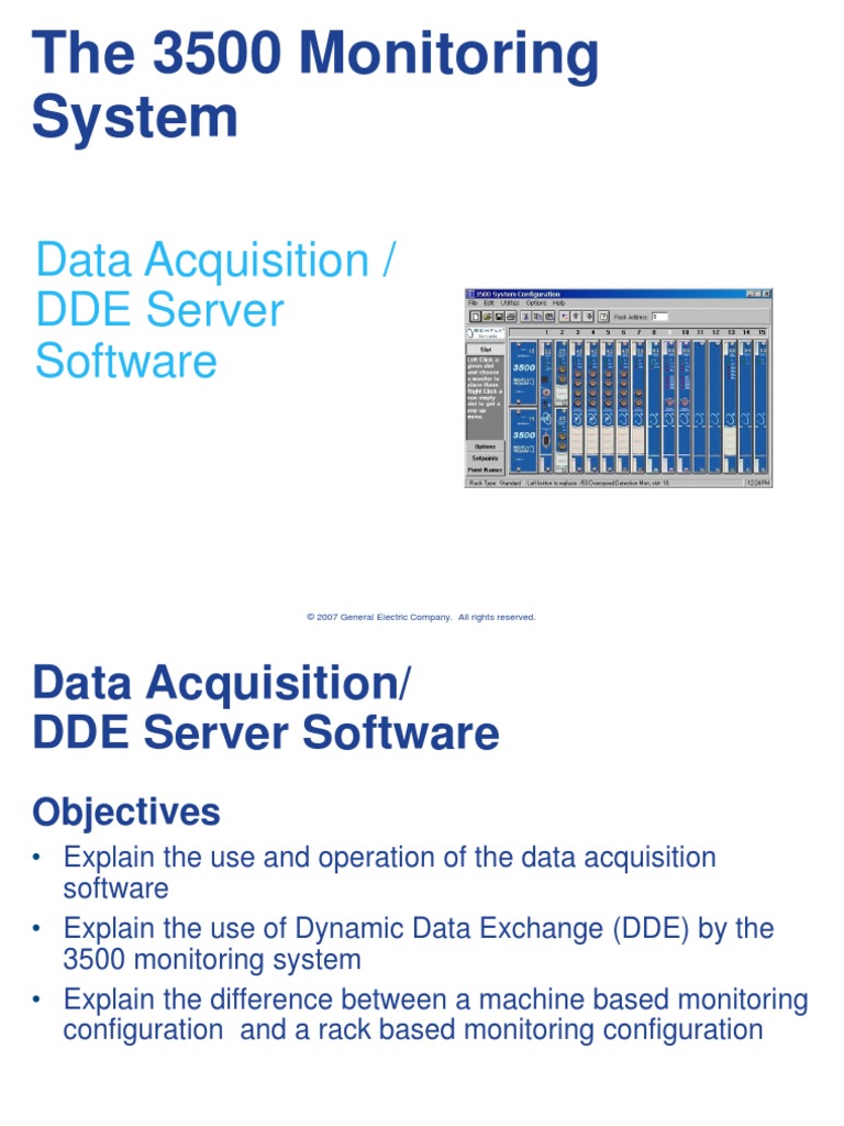 The 3500 Monitoring System: Data Acquisition / DDE Server Software ...