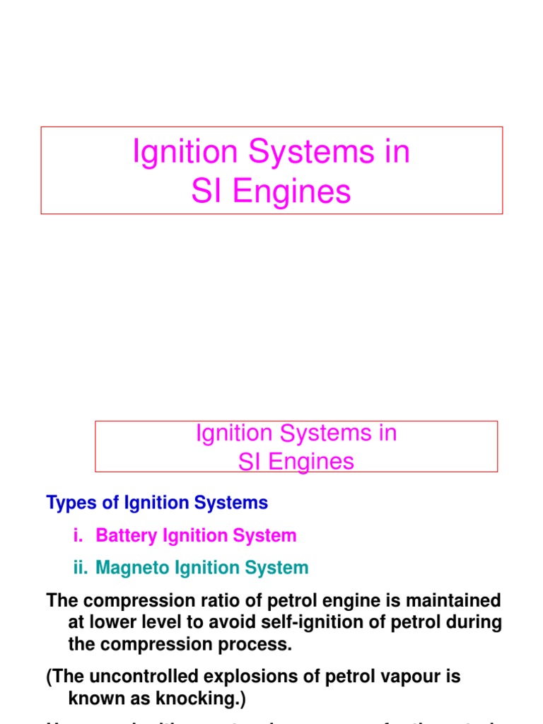 Ignition Systems in SI Engines Explained | PDF | Ignition System ...