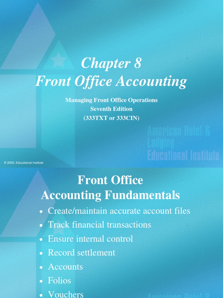 Chapter 8 Front Office Accounting PDF Debits And Credits