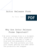 Actor Release Form: by Sara Iqbal