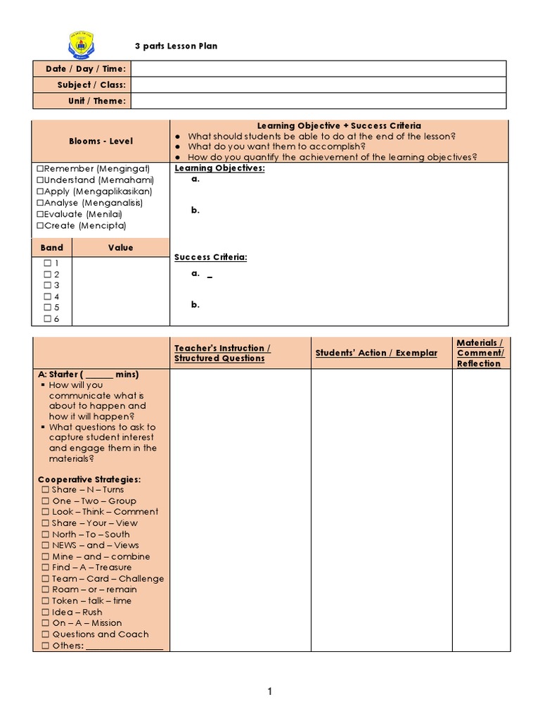 3 Parts Lesson Plan.pdf Lesson Plan Education Theory