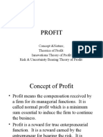 Profit: Concept &nature Theories of Profit: Innovations Theory of Profit Risk & Uncertainty Bearing Theory of Prodit