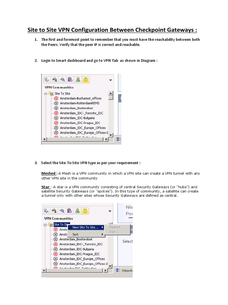 Checkpoint Site-to-Site VPN Setup Guide | PDF | Virtual Private Network ...