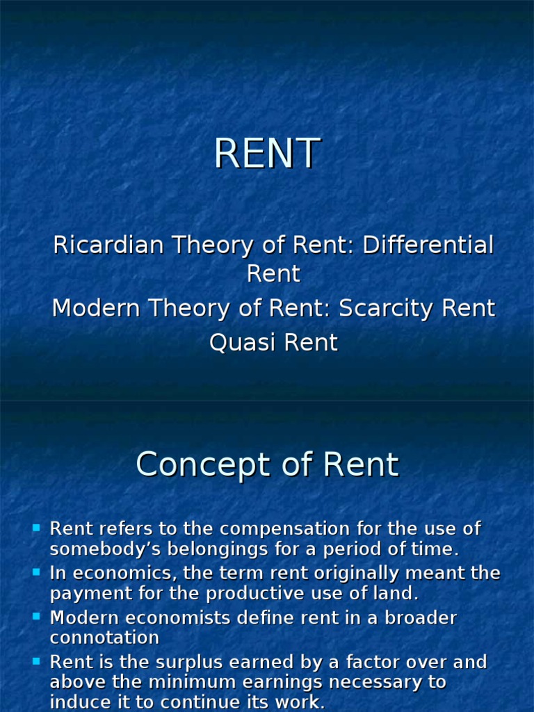 Overview of Rent Theories in Economics | PDF | Price Elasticity Of ...