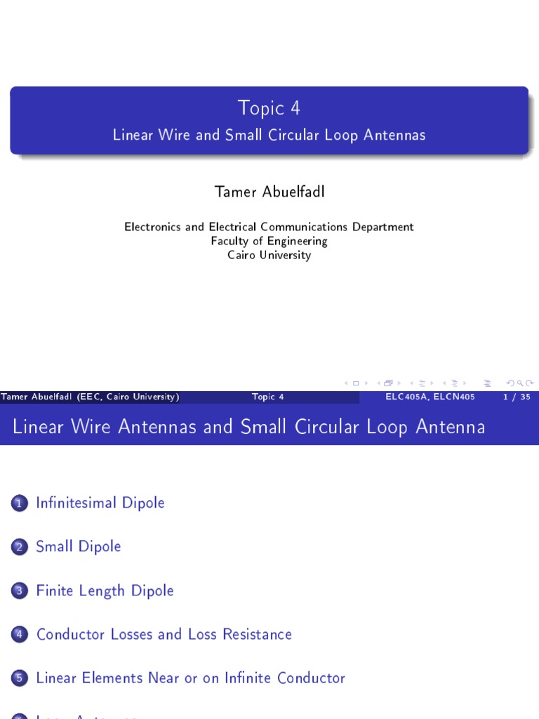 Topic - 4 - Linear Wire and Small Circular Loop Antennas | PDF ...