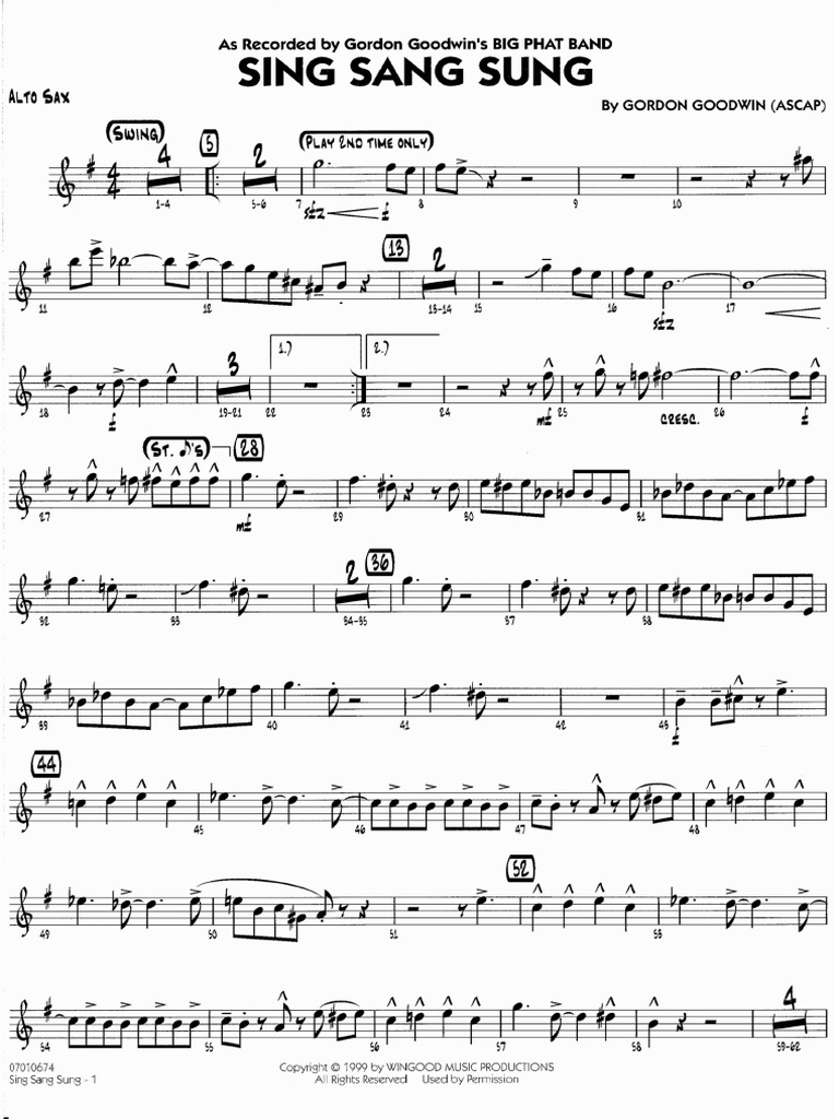 Sing Sang Sung ビッグバンド 楽譜 (スコア+パート譜) Sing Sang Sung | PDF