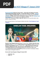 Bocoran Togel Sgp Minggu 07 Januari 2018