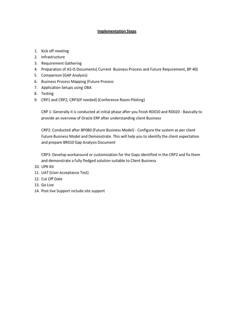 Oracle Implementation Steps | PDF