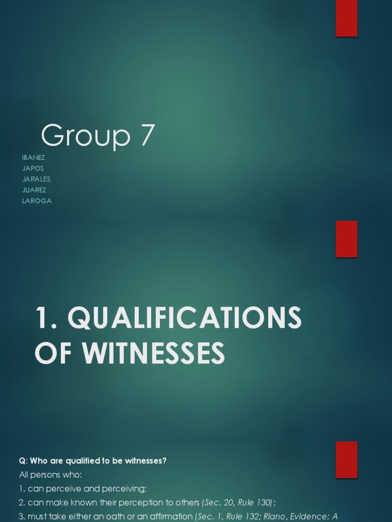 Qualifications and Disqualification of Witnesses | PDF | Witness ...