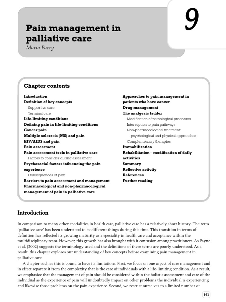 Pain Management in Palliative Care Palliative Care Pain