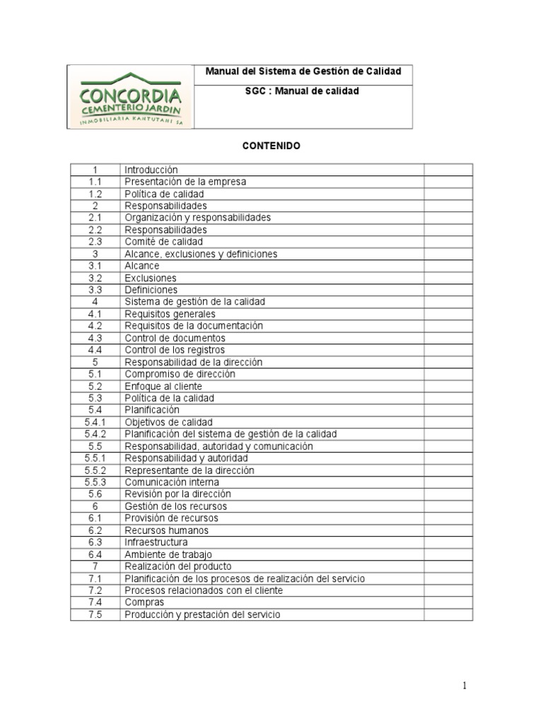 Manual de Calidad SGC para Funerarias | PDF | Sistema de manejo de ...