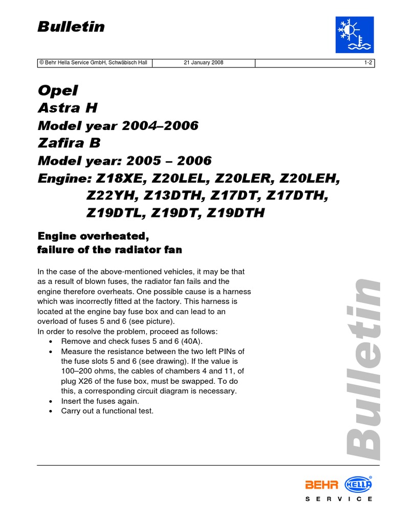 Opel Astra H Radiator Fan Failure Engine Overheats PDF