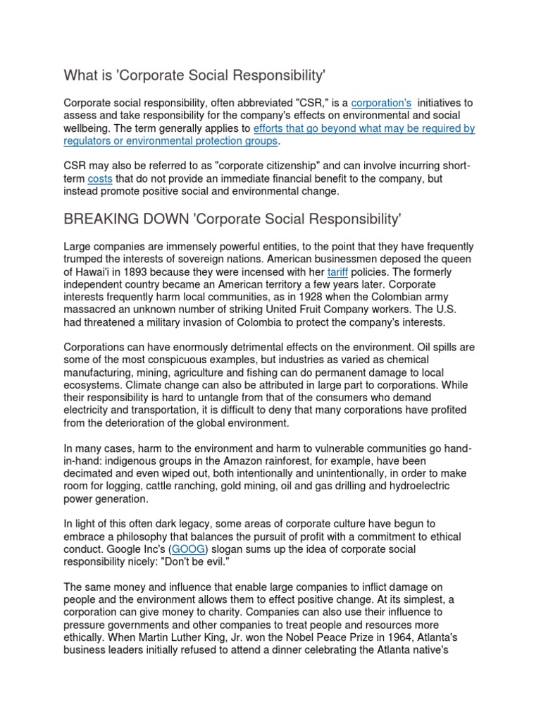 What Is CSR | PDF | Corporate Social Responsibility | Sustainability