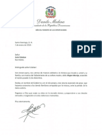 Carta de Condolencias Del Presidente Danilo Medina A Jossie Esteban Por Fallecimiento de Su Madre, Virgen Merejo