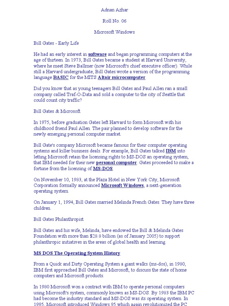 Bill Gates Pdf Microsoft Ibm Pc Compatibles