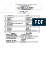 Sdoppiamento Della Classe III-D: Elenco Alunni-Nuove Sezioni - 3D 3E