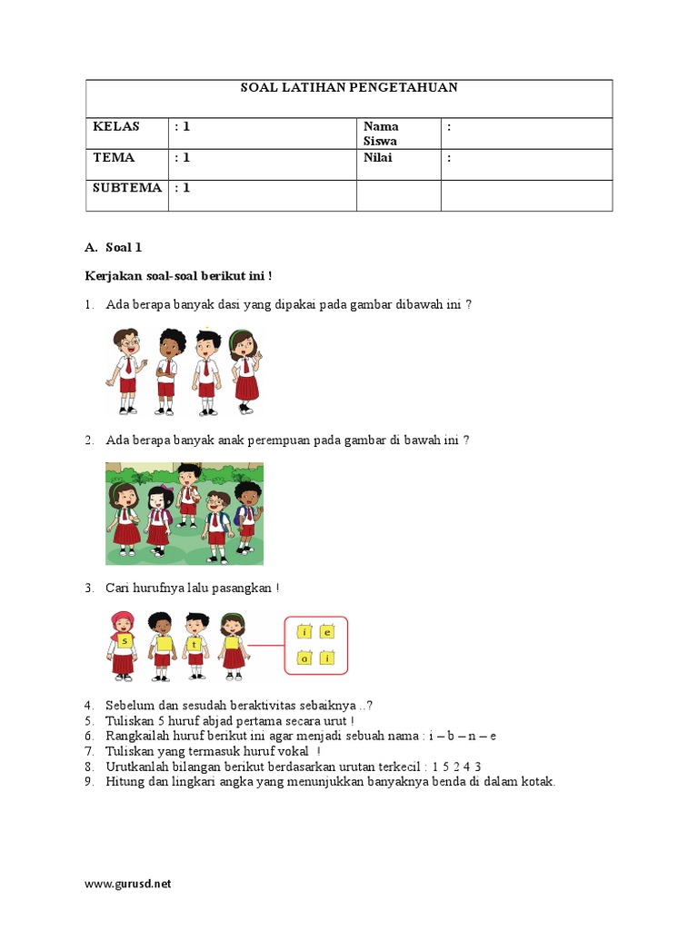 Soal Latihan Pengetahuan 1.1