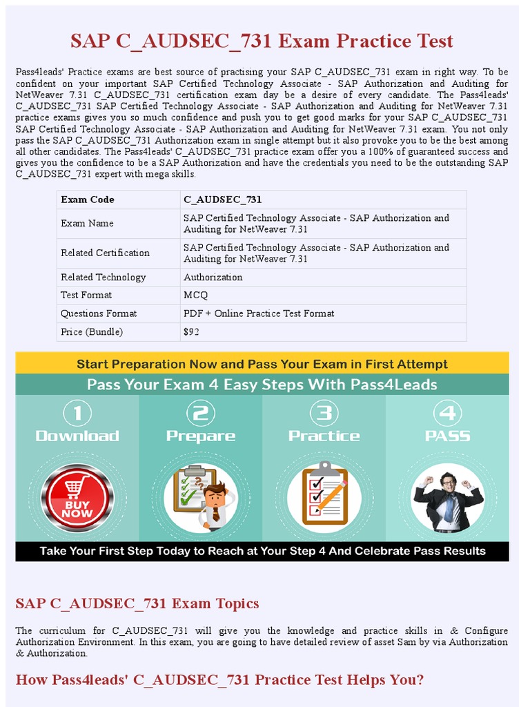 SAP C_AUDSEC_731 Exam Practice Test | PDF | Certification | Test ...