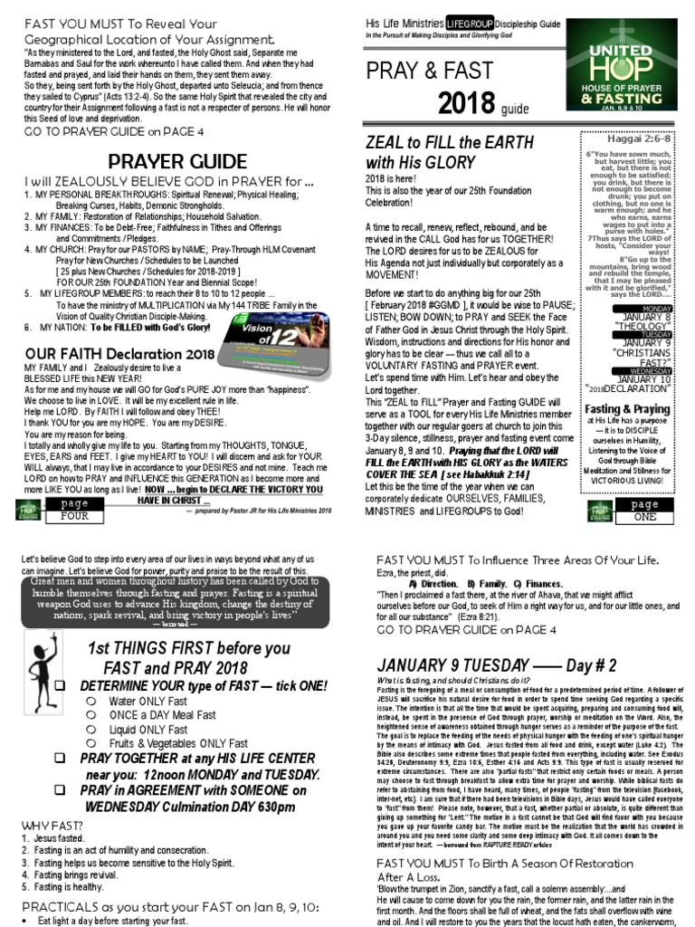 Brochure Prayer and Fasting Guide 2018 | PDF | Fasting | Prayer