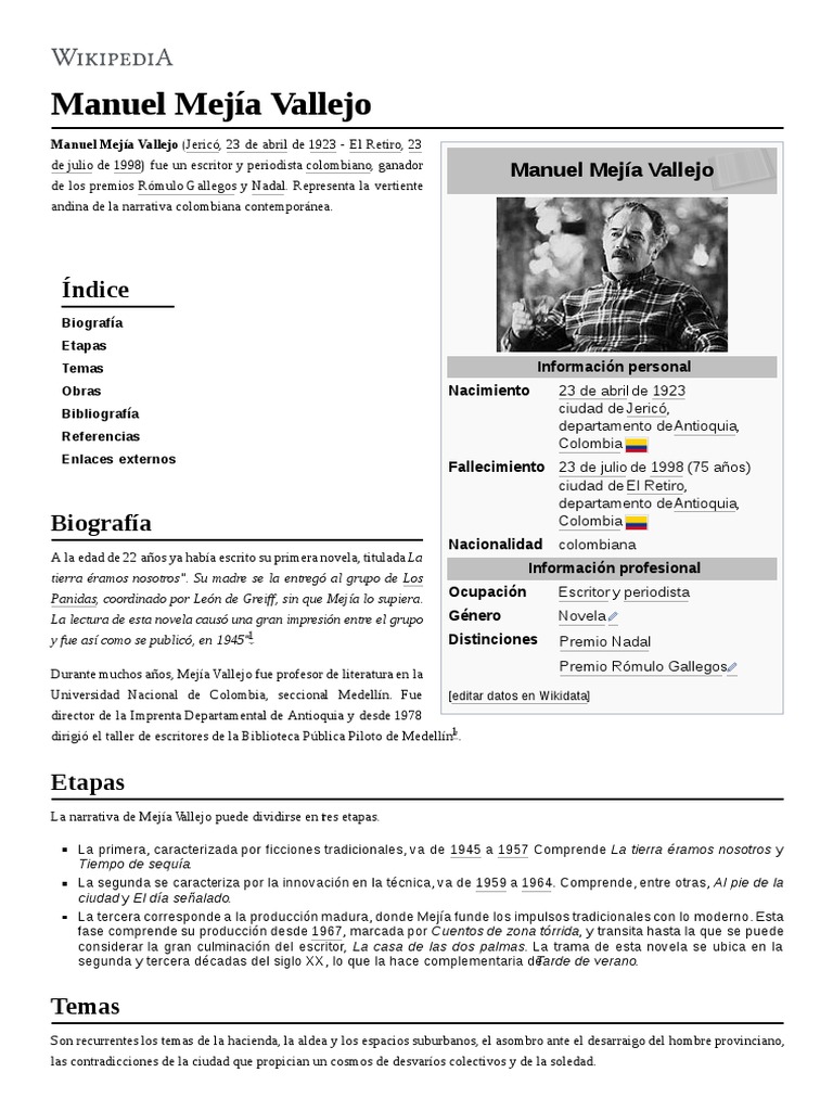 Manuel Mejía Vallejo Ficción y literatura
