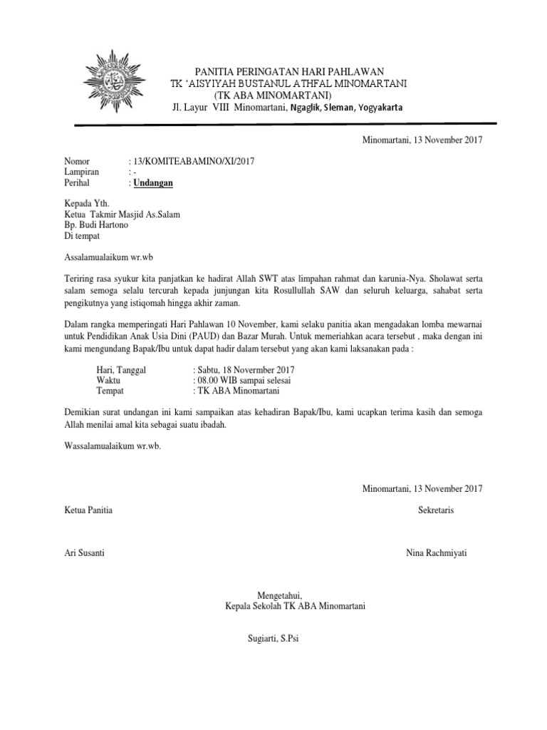 630 Contoh Surat Undangan Acara Bazar Gratis Terbaru