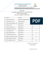 Daftar Hadir Pendampingan Kegiatan On Service II Kurikulum 2013 SDIT AL HUDA Wonogiri Hari Selasa, Tanggal 07 November 2017