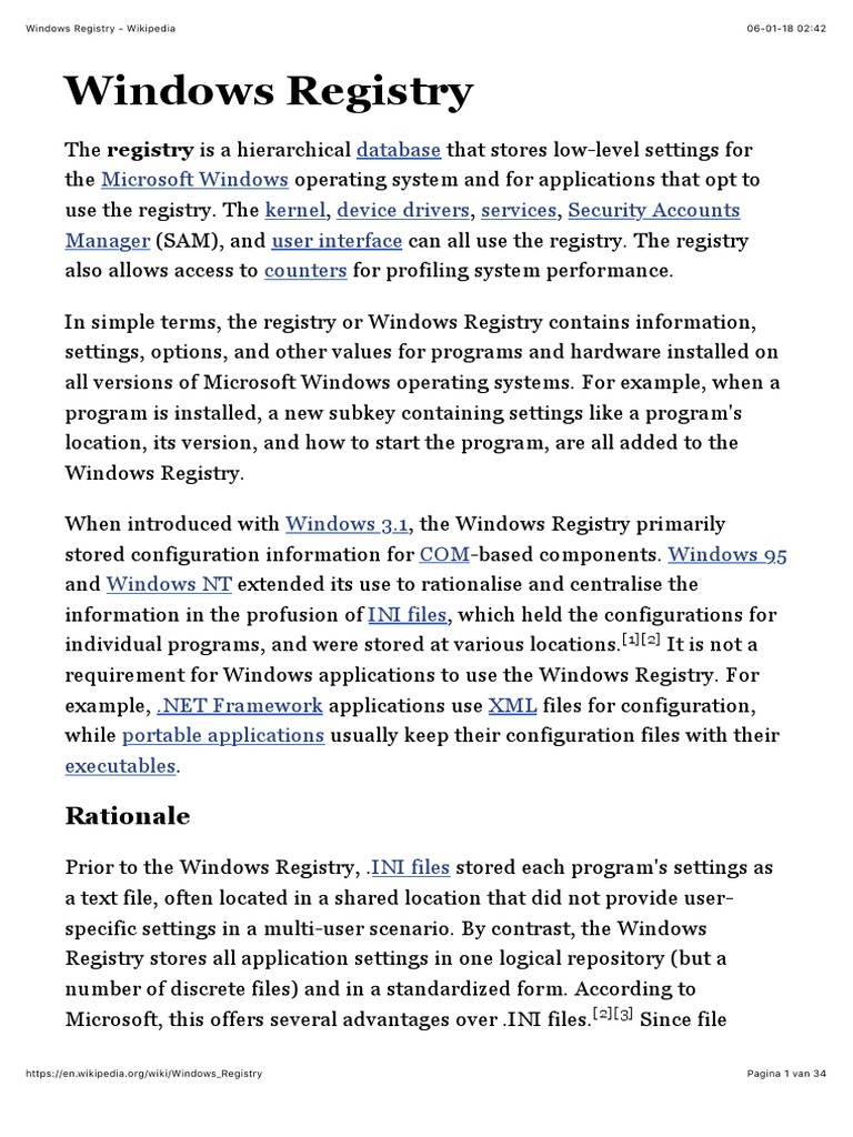 Windows Registry Wikipedia Windows Registry Operating System Families